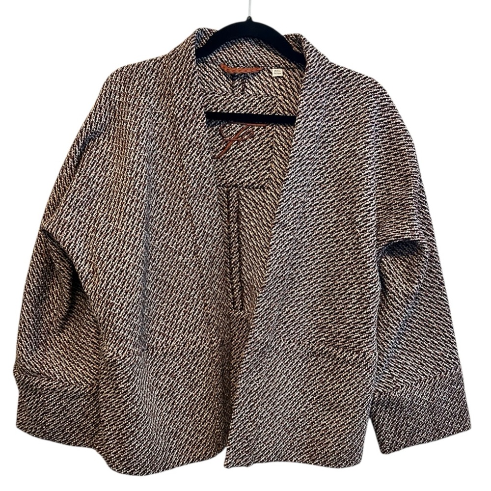 Façonnable Open Front Brown Tweed Jacket Size 44